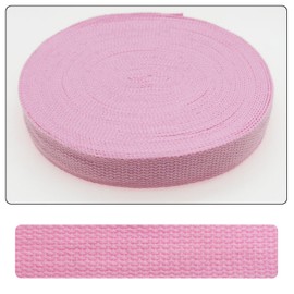 Yayatty Cotton Webbing Ribbon, 1 Inch Wide Polyester Cotton Strap Webbing for Arts and Crafts, Bags Handles, Cloth Belt, Making Outdoor Supplies, Pink