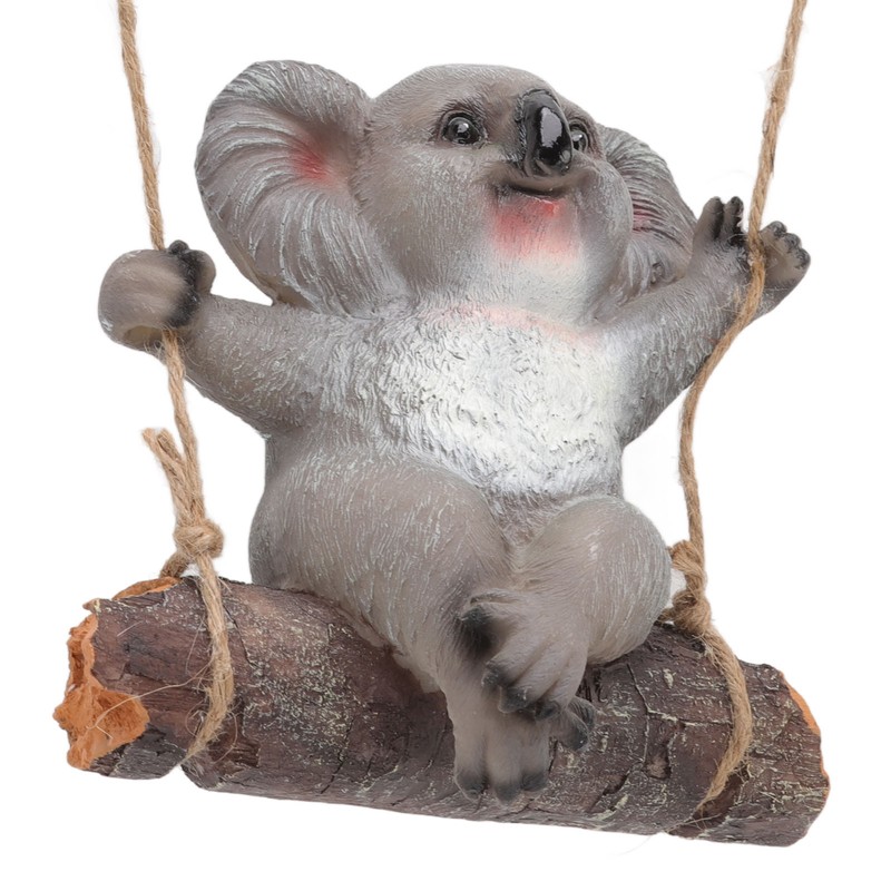 Swing Koala Sculpture Cartoon Synthetic Resin Animal Statues Decoration for