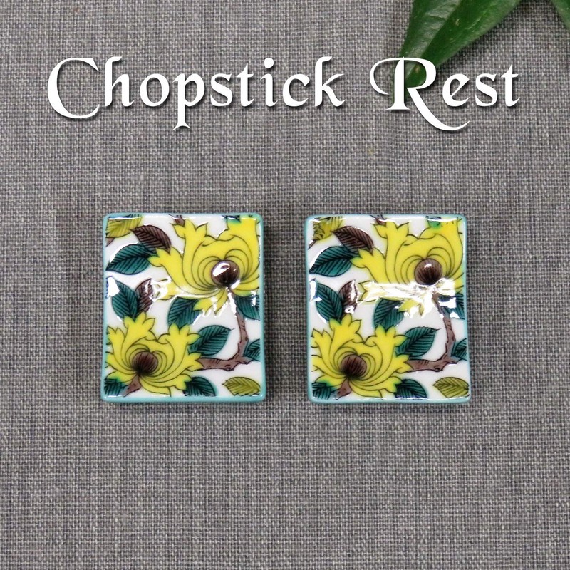 Chopsticks Rest Stylish Kutani Ware Pair Chopsticks Rest Set Peony