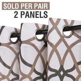 H.VERSAILTEX Natural Linen Blended Geo Curtains Casual Textured Flax Grommet Window Curtain Drapes for Bedroom Living Room 2 Panels, Durable Privacy Added Light Reducing, 52" W x 84" L, Taupe/Brown