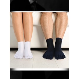 Bencailor 6 Pairs Women Toe Socks Cotton Breathable Compression Crew Five Toe Sock for Women Men Athletic Running(Black, White, Dark Gray, Light Gray, Coffee, Navy,5-9)