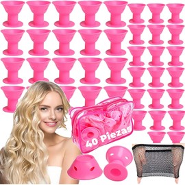 Rizos Sin Calor, Rulos para Cabello Sin Calor de Suave, Rizadores de Silicona Incluye 20 Grandes y 20 Pequeños, Rulos Mágicos para Cabello Largo y Corto-Estilo de Pelo de Bricolaje
