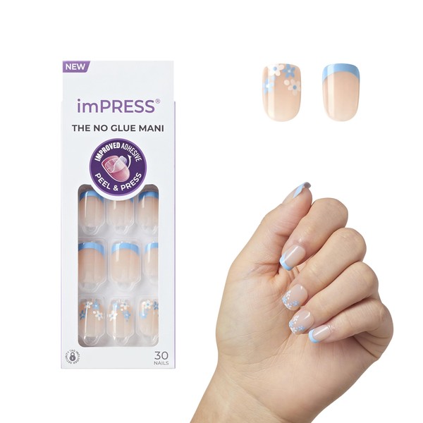 KISS imPRESS No Glue Mani Press On Nails, French, 'Snooze',