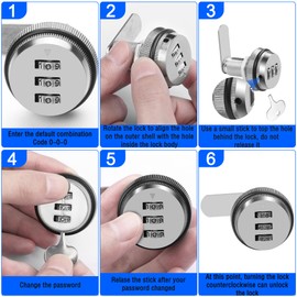 MEIRIYFA Combination Cam Lock, Password Coded Drawer Lock Cabinet Lock with 3/4 Inch Cylinder and Chrome Finish, Security Combi-Cam Locks for Drawer Mailbox Cabinet (Silver)