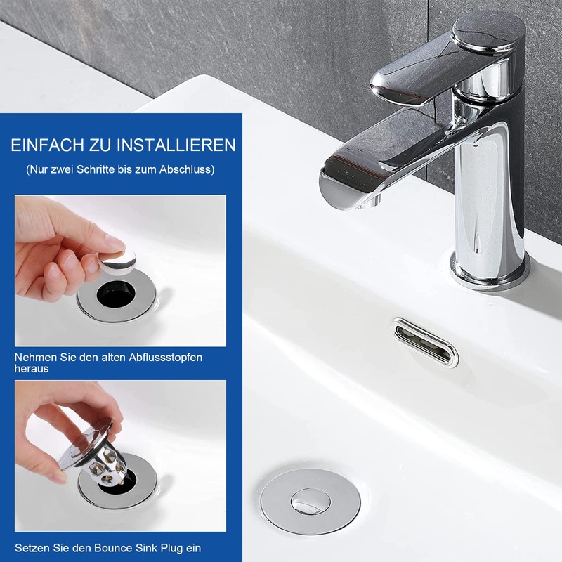 Sink Plug 2 Pieces, Universal Pop Up Drain Strainer Drain