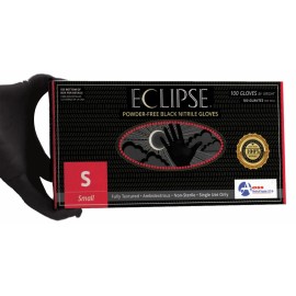 AOSS Eclipse® Black Powder-Free Nitrile Medical Exam Gloves, S, 100/BX