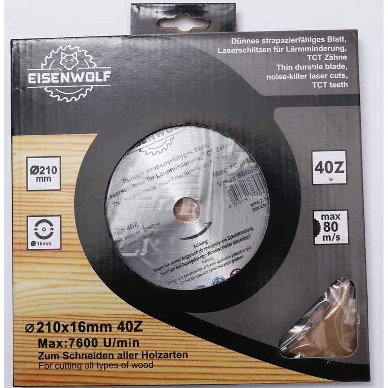 210 x 16 mm 40 Teeth Saw Blade for Wood