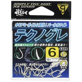 Gamakatsu 68292 Techno Gray Single Hook, No. 8, 14 Pieces, Pearl White