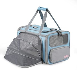 Pawaii - Transportador de viaje plegable para gatos, aprobado por la TSA Airline, cómodo y práctico, gris y azul cielo