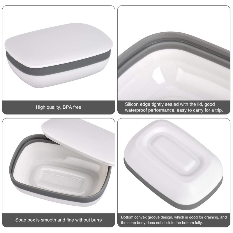 Queta Travel Soap Cases, 2-Pack Soap Dish with 2-Pack Sisal