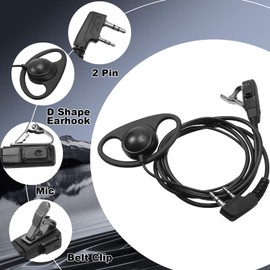 Macarrie 12 Pcs Radio Headset with Mic 2 Pin D Shape Walkie Talkie Earpiece with Mic Walkie Talkie Earpiece Compatible with Rt68 Rt19 Rt27 Rt28 Rt22 Rt21 H-777 2 Way Radios, Soft Ear