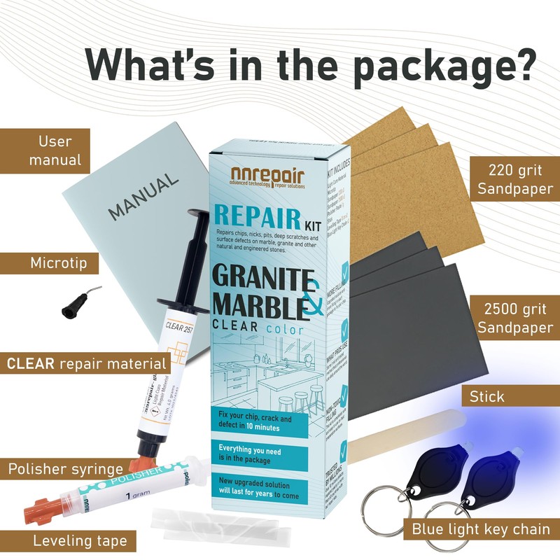 Granite Repair Kit (Clear/Transparent) I Suitable for Most Repairs I