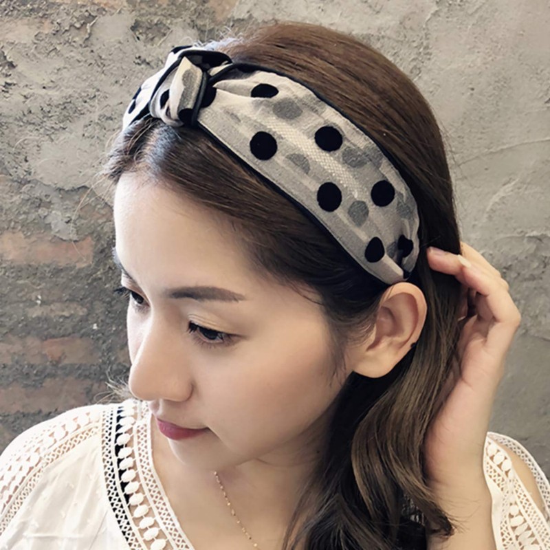 Donally Women's Dot Pattern Headband Sheer, Korean Style, Polka Dot,