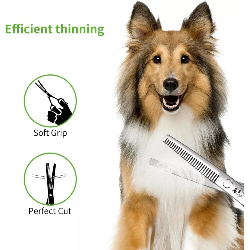 LovinPet 6PCS Pet Dog Grooming Scissors Set Straight Curved Thinning