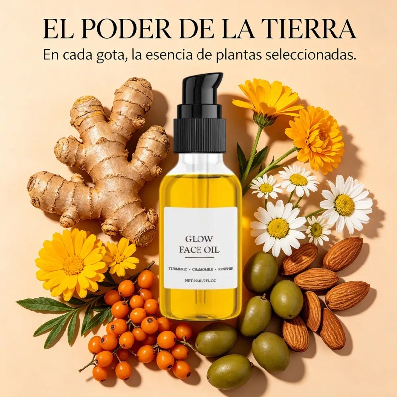 Aceite Facial Glow Con Cúrcuma Natural Cúrcuma Manzanilla