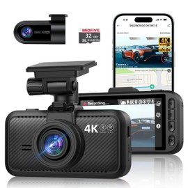 Miofive Dash Cam for Front and Rear Camera 4K+2K GPS WiFi Bluetooth 3 Inch IPS Display Night Vision Loop Recording HDR App Control and Supports up to 512GB with a Free 32GB Card