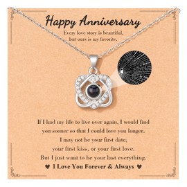 Tarsus Anniversary Necklace Gifts for Women Wedding Anniversary Jewelry Gifts for Her Women Wife Girlfriend, I Love You 100 Languages Necklace Presents