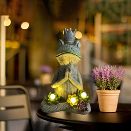 Zedazoom Large Garden Statue Yoga Frog Sustainable Eco-Friendly Solar Lights with LED Sustainability Sculpture Courtyard Balcony Home Decoration（12" Tall
