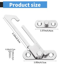 4 Pairs Window Restrictors Locks, 304 Stainless Steel Window Safety Locks for UPVC with Screws Left and Right Window Restrictor Hook Restrictor Catch Safety