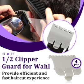 4 PCS Clipper Guards Set for Wahl, 1/2 Clipper Guard #3137-101, Premium Guards Great for Professional Stylists and Barbers - Grey
