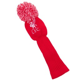 Liverpool F.C. Golf Club Head Cover, Acrylic Yarn, Red and White Pompom, Fits 460cc Driver