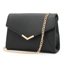 Jywmsc Women's Envelope Clutch Handbag Faux Leather Evening Bags Handbags for Wedding Party Cocktail Prom Crossbody Shoulder Bag, black