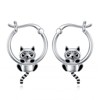 VONALA Raccoon Earrings for Women Sterling Silver Red Panda Huggie