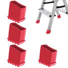 IUSOT Pack of 4 Ladder Feet (Red) High-Quality Rubber Ladder Feet, 50 x 25 mm, Protective Caps for Ladders, Universal Replacement Foot Covers for Household Ladders