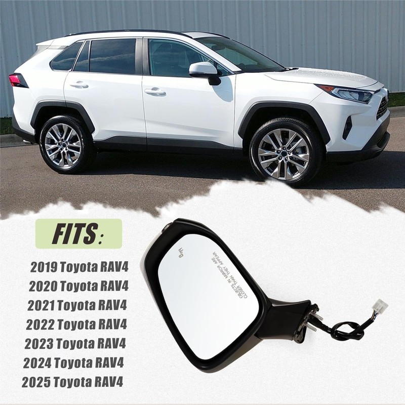 Right Passenger Side Mirror Fits 2019-2025 Toyota Rav4 with Power