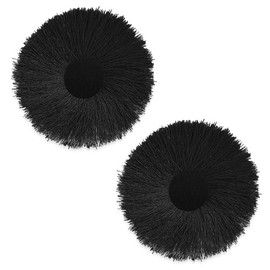 Expo International Desmond 2" Flat Bottom Fiber Poms Pair Applique, Black