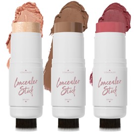 Erinde Cream Blush Stick Contour Stick Highlighter Makeup Stick, 3 in 1 Multi Stick Face Makeup Set Bronzer Stick, Face Blush for Cheeks Eyes Lips Waterproof and Long Lasting