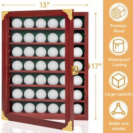 WELIDAY Golf Ball Display Case, 42 Golf Ball Holder, Present for Golf Enthusiasts Golf Ball Display Rack Cabinet for Wall Mount and Stand