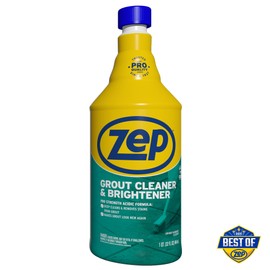 Zep Grout Cleaner and Brightener and Easy to Use Handheld Brush - 32 oz (Case of 2) - ZU104632 - Deep Cleaning Formula Removes Old Stains From Grout