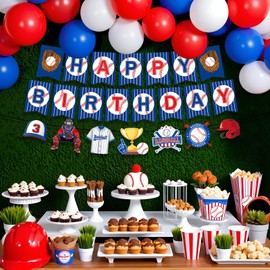 2 Pcs Happy Birthday Baseball Banner Baseball Party Decorations