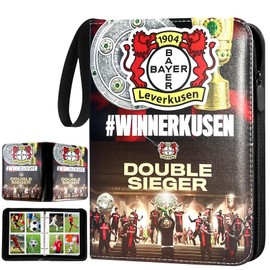 YCWIN Football Scrapbook for 400 Cards, Football Trading Cards Album with Zip and 50 Removable Pages, Sports Cards Book 4 Compartments, Large Card Binder, 3 Rings Card Folder (LWKS)