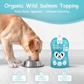 My Dog's Favorite Organic Dog Food Topper - Wild Salmon Flavor Wet Dog Food Meal Enhancer Omega-3 Vitamin E - Healthy Dog Topper for Picky Eaters & Puppies - Digestion & Immunity Support (8oz)