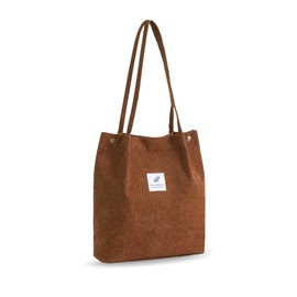 YZROHYI Fabric Tote Bag, Corduroy Large Bag, Shopper Shoulder Bag, Fabric, Fabric Bag for Hanging, Canvas Shoulder Bag, Women's Tote Bag, Shoulder Bag, School Handbag, Work, brown