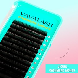 VAVALASH Cashmere Eyelash Extensions 0.03/0.05/0.07/0.15 Premium Lashes B L J Curl Volume Lash Extensions, Soft Super Matte Black Professional Lashes Extension Tray Supplies (0.05-J-8-15MM)