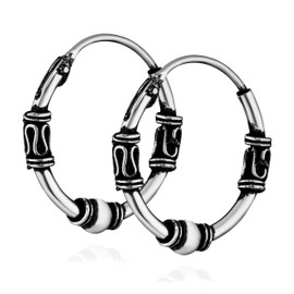 NKlaus Pair of 925 Sterling Silver Celtic Gothic Creole Earrings 15 mm 7234, Sterling Silver, No Gemstone