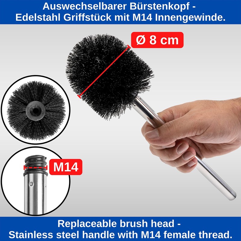 Premium Toilet Brush Set, 4 Pieces, in Black, Stainless Steel