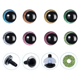 96Pcs 3D Glitter Safety Eyes and Washers for Amigurumi Crochet - Thalinfayi 8Colors Strabismus Safety Eyes Crochet Amigurumi Eyes for Amigurumi, Crafts, Crochet Doll DIY Making Supplies (14mm)