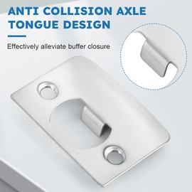 Door Latch Strike Plate with Spacer Shim & Screws, Stainless Steel Latch Restorer D Type Door Strike Plate Universal Security Striker for Home Office Repair(Color:Silver)