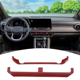 PDKLIN for Colorado Dash Console AC Control Panel Trim Cover Fit for Chevy Colorado/GMC Canyon 2023 2024-Present Red Carbon Fiber Interior Accessories 2pcs