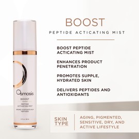Osmosis Boost Peptide Activating Hydrating Facial Mist with Hyaluronic Acid for Aging, Pigmented, Sensitive and Dry Skin, 2.7 Fl Oz