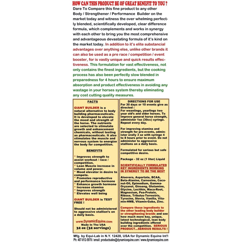 Dynamic Equine Gold UNIQUE HUMAN BODY BUILDER CONCEPT FOR HORSES: