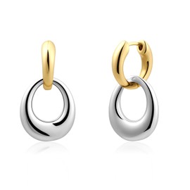 Watforsh Gold and Silver Hoop Earrings for Women Two Tone Mixed Metal Huggie Hoop Earrings for Daily