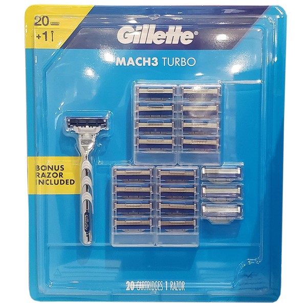 Gillette Gillette Mach3 Turbo Cartridges 20 & 1 Bonus Razor Included In 1 Pack (Netcount 1 Pack),