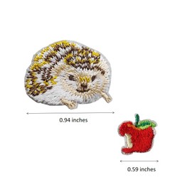 Hedgehog Eating an Apple Cute Animal Embroidered Iron on Patches
