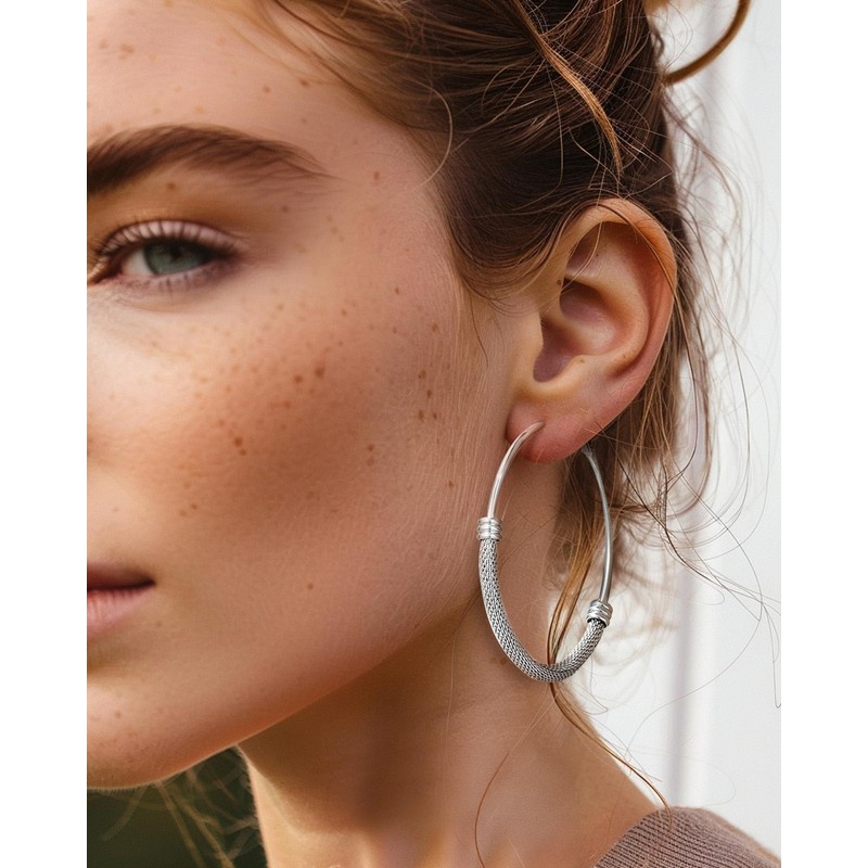 Silver Earrings for Women Silver Jewellery Chunky Silver Hoop Earrings