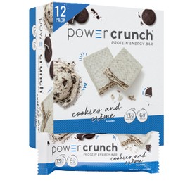 Power Crunch Protein Bars, High Protein Snacks with Delicious Taste, Cookies and Crème, 1.4 Ounce (12 Count)